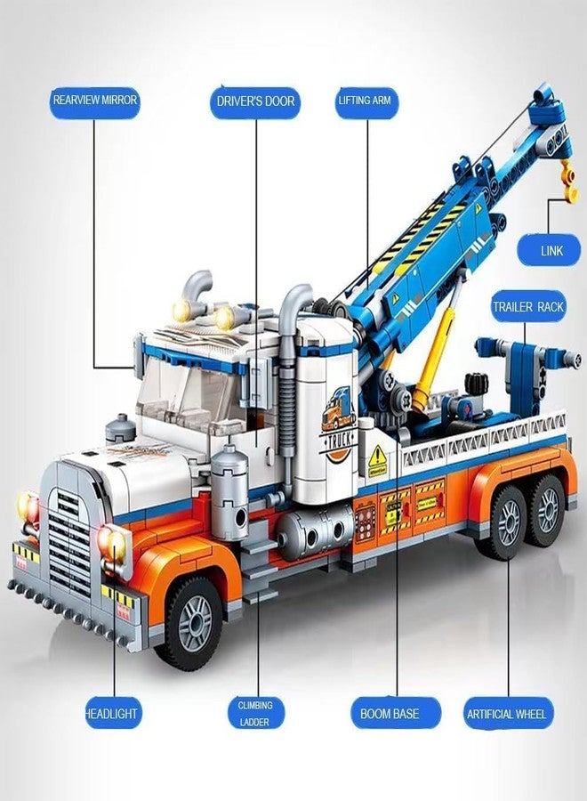 RahiGlow Tow Truck Building KIt,City Crane Construction Vehicles Building Block Set, 781 Pcs Compatible with, City Tow Truck and Trailer Great Gift for Boys and Girls Ages 6+ - Image 4